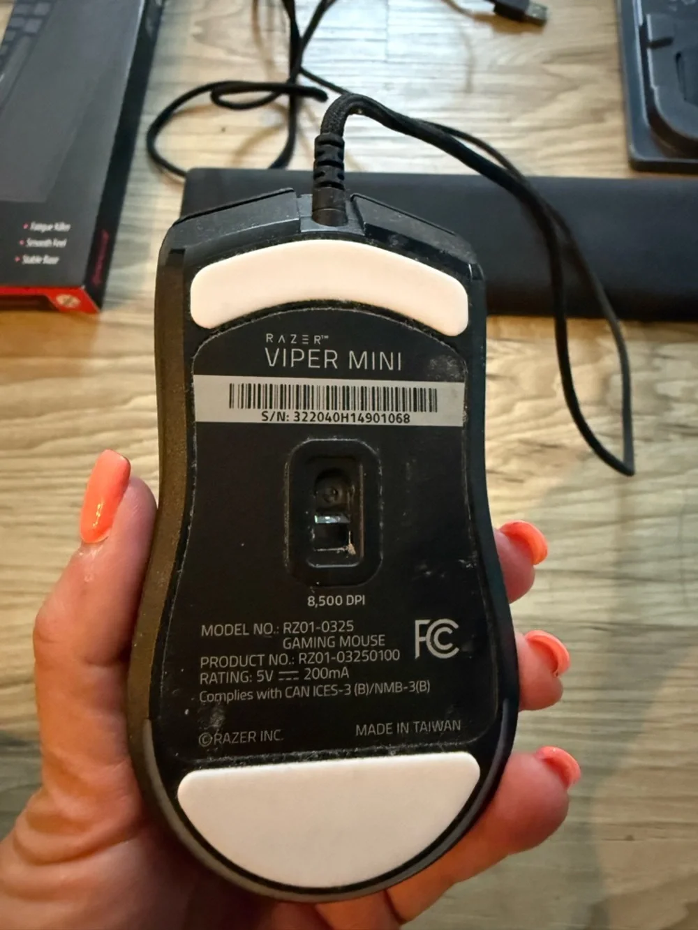 Razer Viper Mini Black Gaming Wired Mouse w/ Redragon Meteor Keyboard Wrist Pad